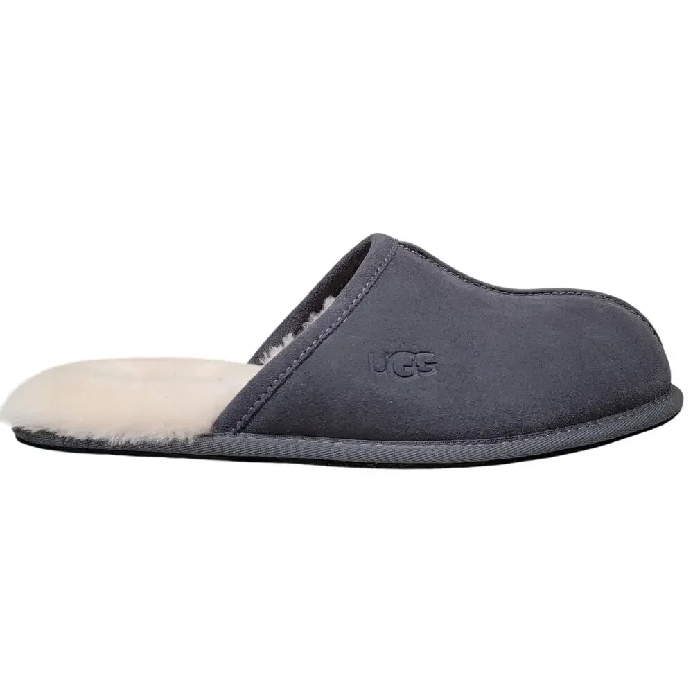 UGG Men Scuff Wool Lined Mule Slippers Size US 10 Dark Grey Suede